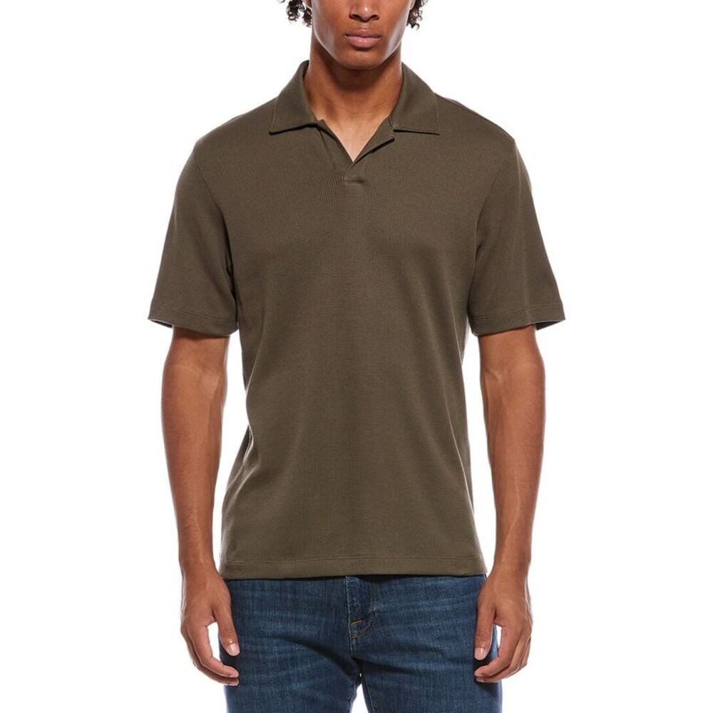 Theory Mens  Waffle Polo Shirt, Brown